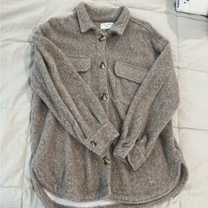 Z Supply Taupe Button-Up Shirt Jacket